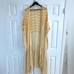 Free People: Gently Used - Cream Striped Kimono Cardigan Size OS